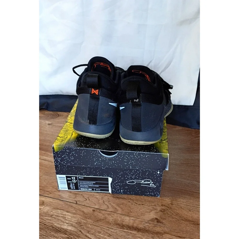 Nike PG 2.5 Paul George Black Platinum Mens 12 BQ8452-004 Box Swoosh Loose